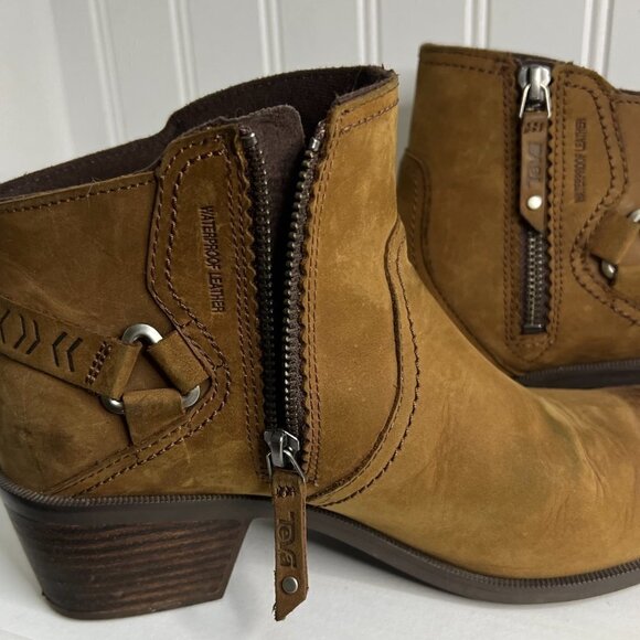Teva Women's Foxy Waterproof Ankle Boot Brown Leather Size 9 - Picture 4 of 9
